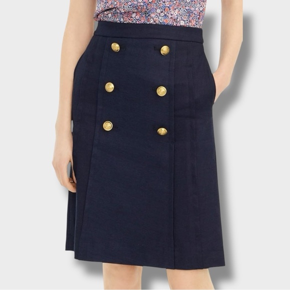 J. Crew Dresses & Skirts - J. Crew Pleated Front Linen Blend Sailor Skirt in Navy